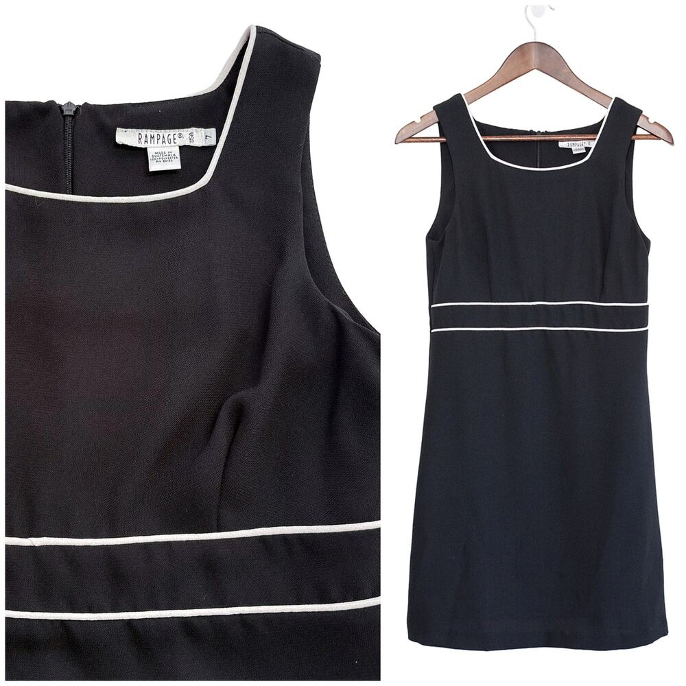 VTG Rampage Mini Dress Sz 7 Black Y2K 90s Empire Waist Sleeveless Party Summer